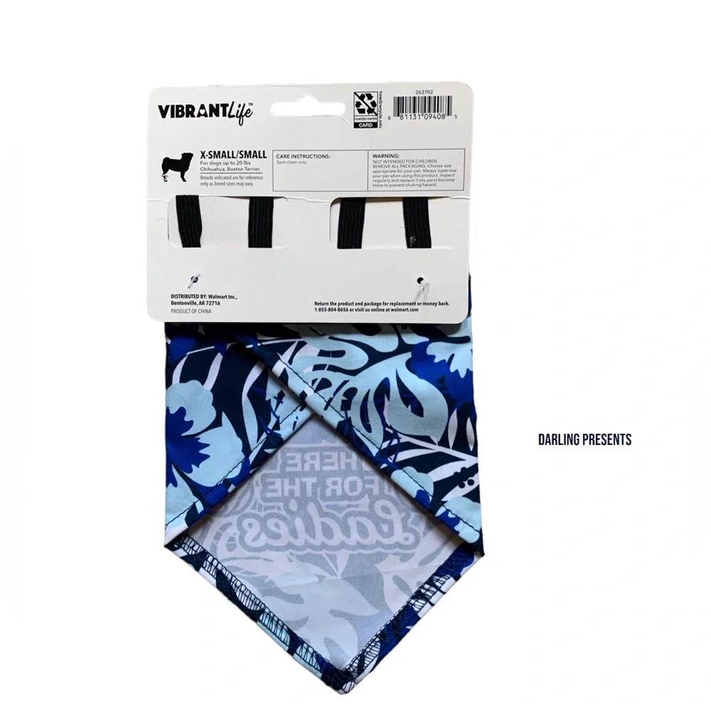 Vibrant Life ‘Here For The Ladies’ Bandana Set Dog Color Blue Size XS/S